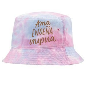 Ama Ensena Inspira Love Teach Inspire Spanish Teacher Funny Gift Tie-Dyed Bucket Hat