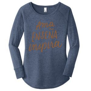 Ama Ensena Inspira Love Teach Inspire Spanish Teacher Funny Gift Women's Perfect Tri Tunic Long Sleeve Shirt