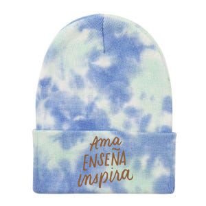 Ama Ensena Inspira Love Teach Inspire Spanish Teacher Funny Gift Tie Dye 12in Knit Beanie