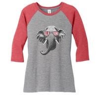 Alabama Elephant Lovers Women's Tri-Blend 3/4-Sleeve Raglan Shirt