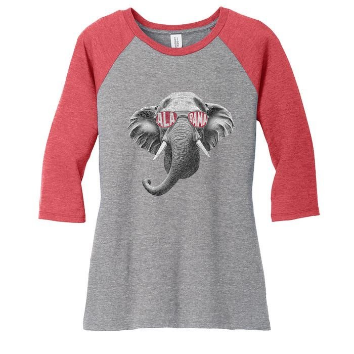 Alabama Elephant Lovers Women's Tri-Blend 3/4-Sleeve Raglan Shirt