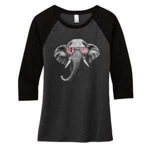 Alabama Elephant Lovers Women's Tri-Blend 3/4-Sleeve Raglan Shirt