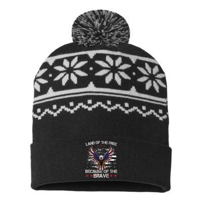 America Eagle Land Of The Free Because Of The Brave USA-Made Snowflake Beanie