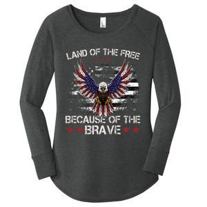 America Eagle Land Of The Free Because Of The Brave Women's Perfect Tri Tunic Long Sleeve Shirt