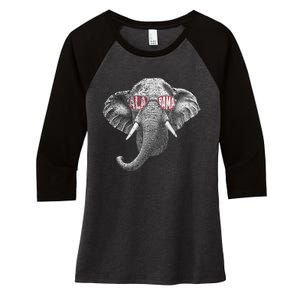 Alabama Elephant Lovers Women's Tri-Blend 3/4-Sleeve Raglan Shirt