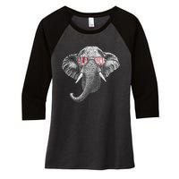 Alabama Elephant Lovers Women's Tri-Blend 3/4-Sleeve Raglan Shirt