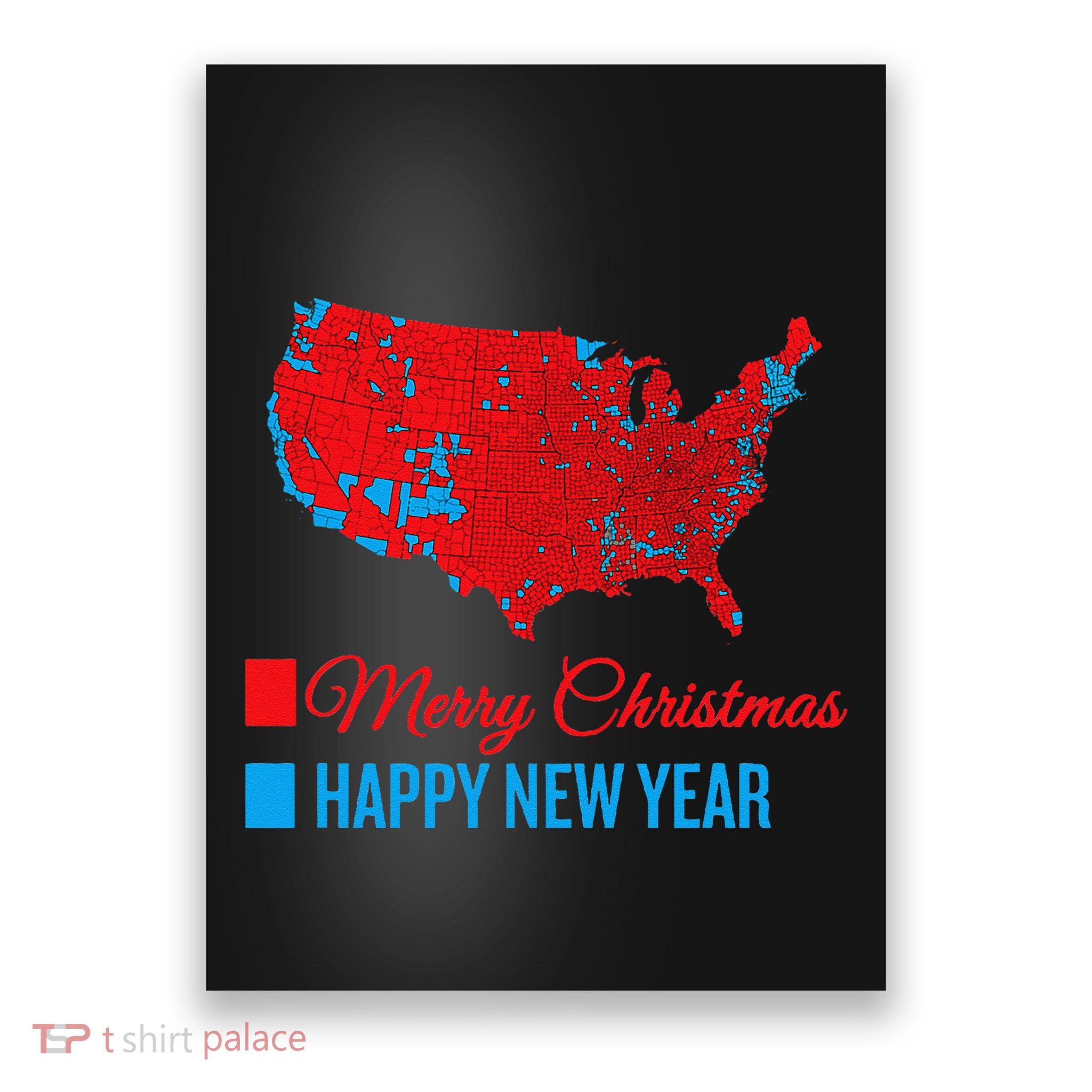 Accurate Election Map Merry Christmas Happy New Year Trump Poster