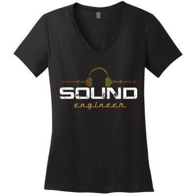 Audio Engineer Music Production Sound Engineer Disc Jockey Women's V-Neck T-Shirt