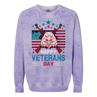 America Eagle Military Patriotic Veterans Day Gift Colorblast Crewneck Sweatshirt