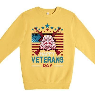 America Eagle Military Patriotic Veterans Day Gift Premium Crewneck Sweatshirt