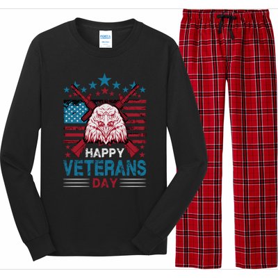 America Eagle Military Patriotic Veterans Day Gift Long Sleeve Pajama Set