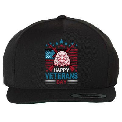 America Eagle Military Patriotic Veterans Day Gift Wool Snapback Cap