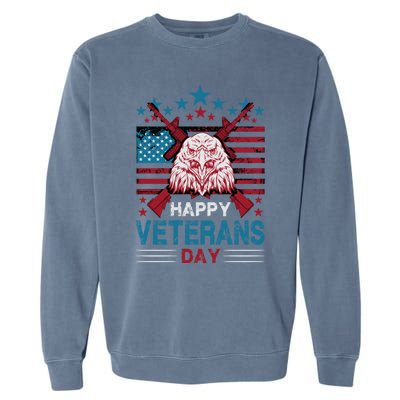 America Eagle Military Patriotic Veterans Day Gift Garment-Dyed Sweatshirt