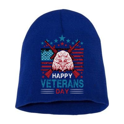 America Eagle Military Patriotic Veterans Day Gift Short Acrylic Beanie