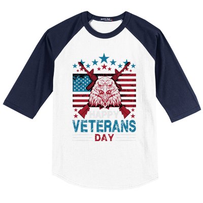 America Eagle Military Patriotic Veterans Day Gift Baseball Sleeve Shirt