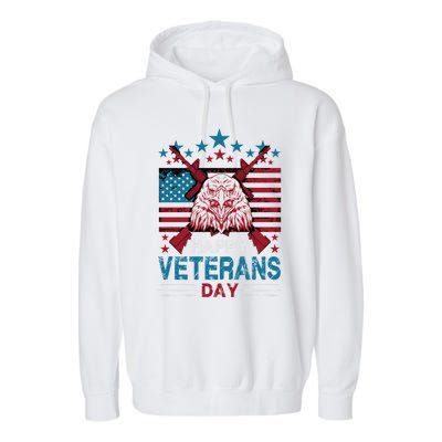 America Eagle Military Patriotic Veterans Day Gift Garment-Dyed Fleece Hoodie