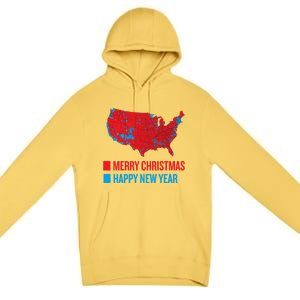 Accurate Election Map Merry Christmas Happy New Year Trump Gift Premium Pullover Hoodie