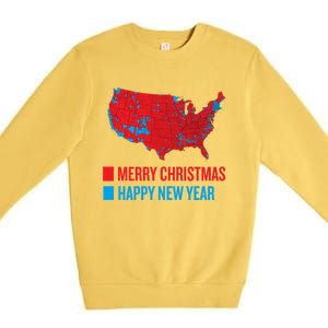 Accurate Election Map Merry Christmas Happy New Year Trump Gift Premium Crewneck Sweatshirt