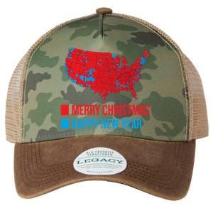 Accurate Election Map Merry Christmas Happy New Year Trump Gift Legacy Tie Dye Trucker Hat