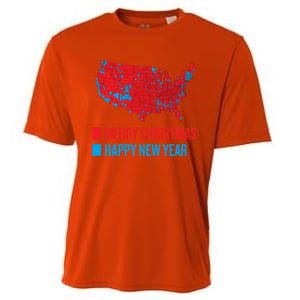 Accurate Election Map Merry Christmas Happy New Year Trump Gift Cooling Performance Crew T-Shirt