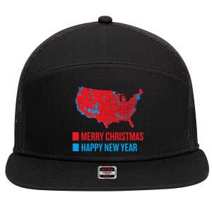 Accurate Election Map Merry Christmas Happy New Year Trump Gift 7 Panel Mesh Trucker Snapback Hat