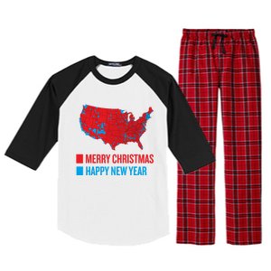 Accurate Election Map Merry Christmas Happy New Year Trump Gift Raglan Sleeve Pajama Set