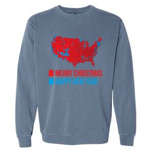 Accurate Election Map Merry Christmas Happy New Year Trump Gift Garment-Dyed Sweatshirt