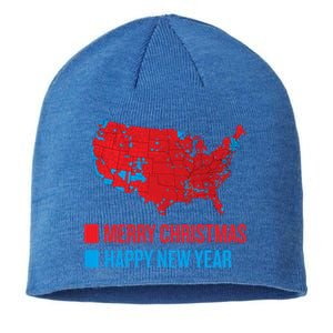 Accurate Election Map Merry Christmas Happy New Year Trump Gift Sustainable Beanie