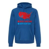 Accurate Election Map Merry Christmas Happy New Year Trump Gift Premium Hoodie