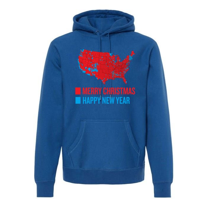 Accurate Election Map Merry Christmas Happy New Year Trump Gift Premium Hoodie