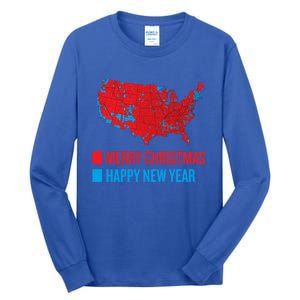 Accurate Election Map Merry Christmas Happy New Year Trump Gift Tall Long Sleeve T-Shirt