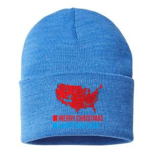 Accurate Election Map Merry Christmas Happy New Year Trump Gift Sustainable Knit Beanie