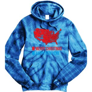 Accurate Election Map Merry Christmas Happy New Year Trump Gift Tie Dye Hoodie