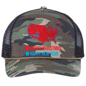 Accurate Election Map Merry Christmas Happy New Year Trump Gift Retro Rope Trucker Hat Cap