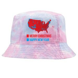 Accurate Election Map Merry Christmas Happy New Year Trump Gift Tie-Dyed Bucket Hat