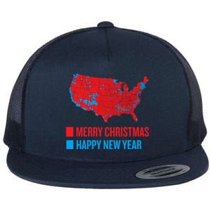 Accurate Election Map Merry Christmas Happy New Year Trump Gift Flat Bill Trucker Hat