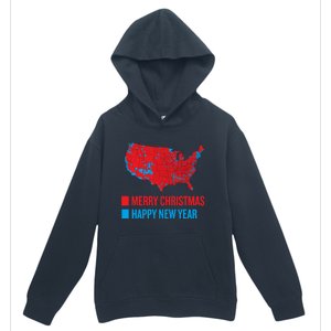 Accurate Election Map Merry Christmas Happy New Year Trump Gift Urban Pullover Hoodie