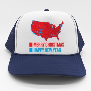 Accurate Election Map Merry Christmas Happy New Year Trump Gift Trucker Hat