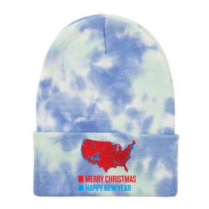 Accurate Election Map Merry Christmas Happy New Year Trump Gift Tie Dye 12in Knit Beanie