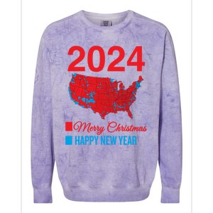 Accurate Election Map Merry Christmas Happy New Year Trump Gift Colorblast Crewneck Sweatshirt