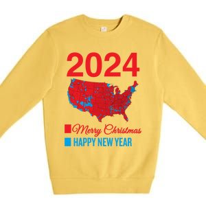 Accurate Election Map Merry Christmas Happy New Year Trump Gift Premium Crewneck Sweatshirt