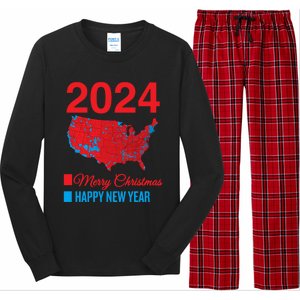 Accurate Election Map Merry Christmas Happy New Year Trump Gift Long Sleeve Pajama Set