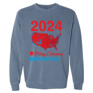 Accurate Election Map Merry Christmas Happy New Year Trump Gift Garment-Dyed Sweatshirt