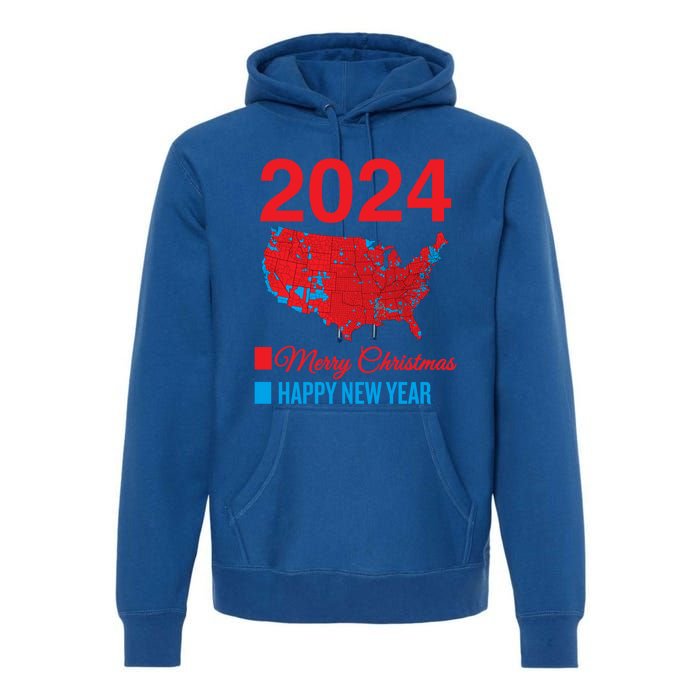 Accurate Election Map Merry Christmas Happy New Year Trump Gift Premium Hoodie