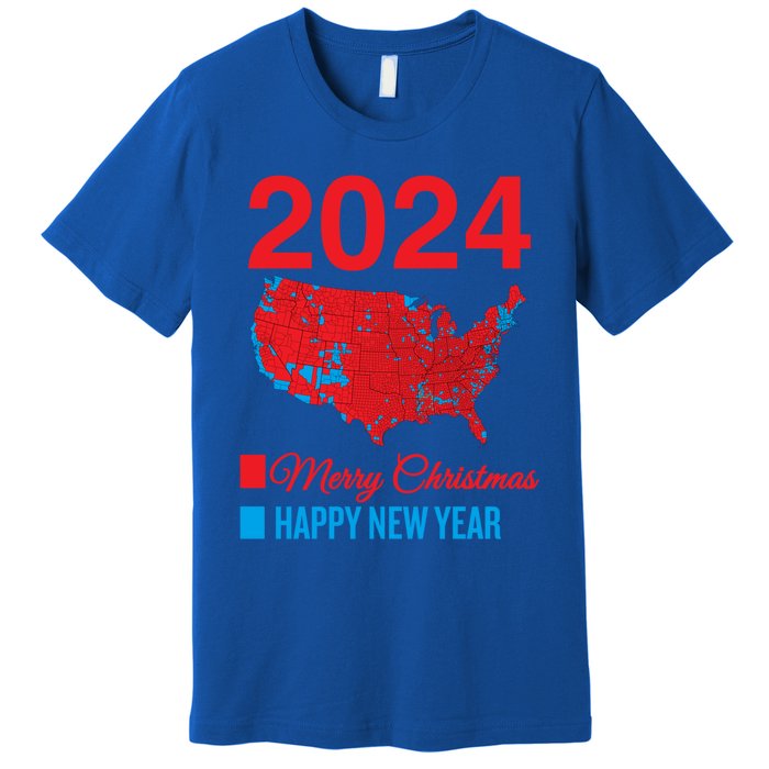 Accurate Election Map Merry Christmas Happy New Year Trump Gift Premium T-Shirt