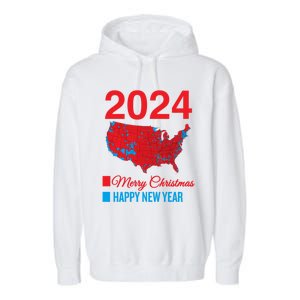 Accurate Election Map Merry Christmas Happy New Year Trump Gift Garment-Dyed Fleece Hoodie