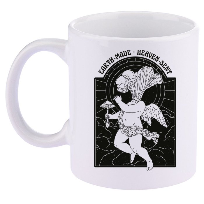 Angel Earth Made Mushroom 11oz C Handle Ceramic Mug