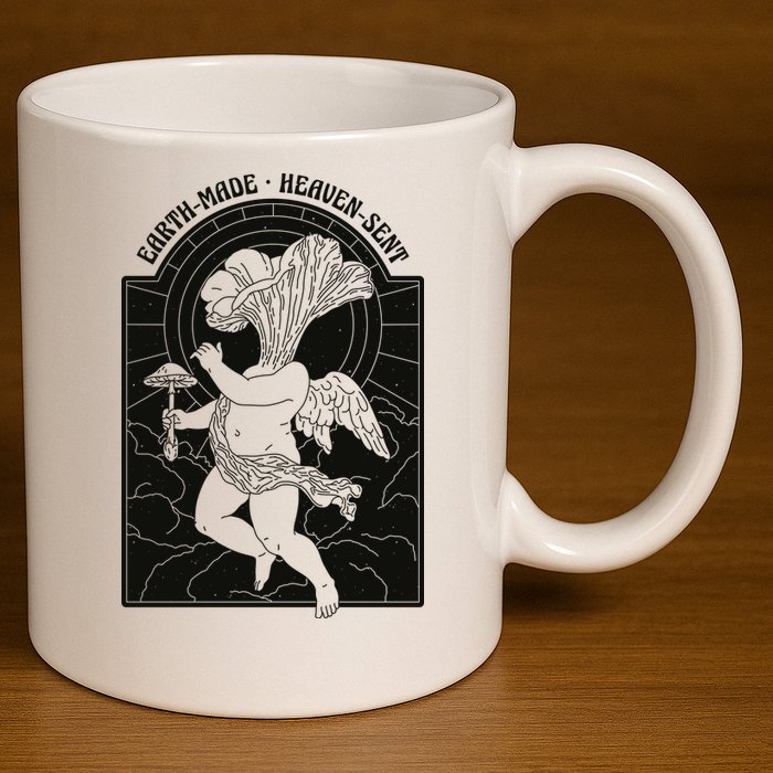 Angel Earth Made Mushroom 11oz C Handle Ceramic Mug