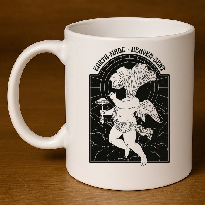 Angel Earth Made Mushroom 11oz C Handle Ceramic Mug