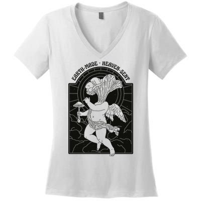 Angel Earth Made Mushroom Women's V-Neck T-Shirt